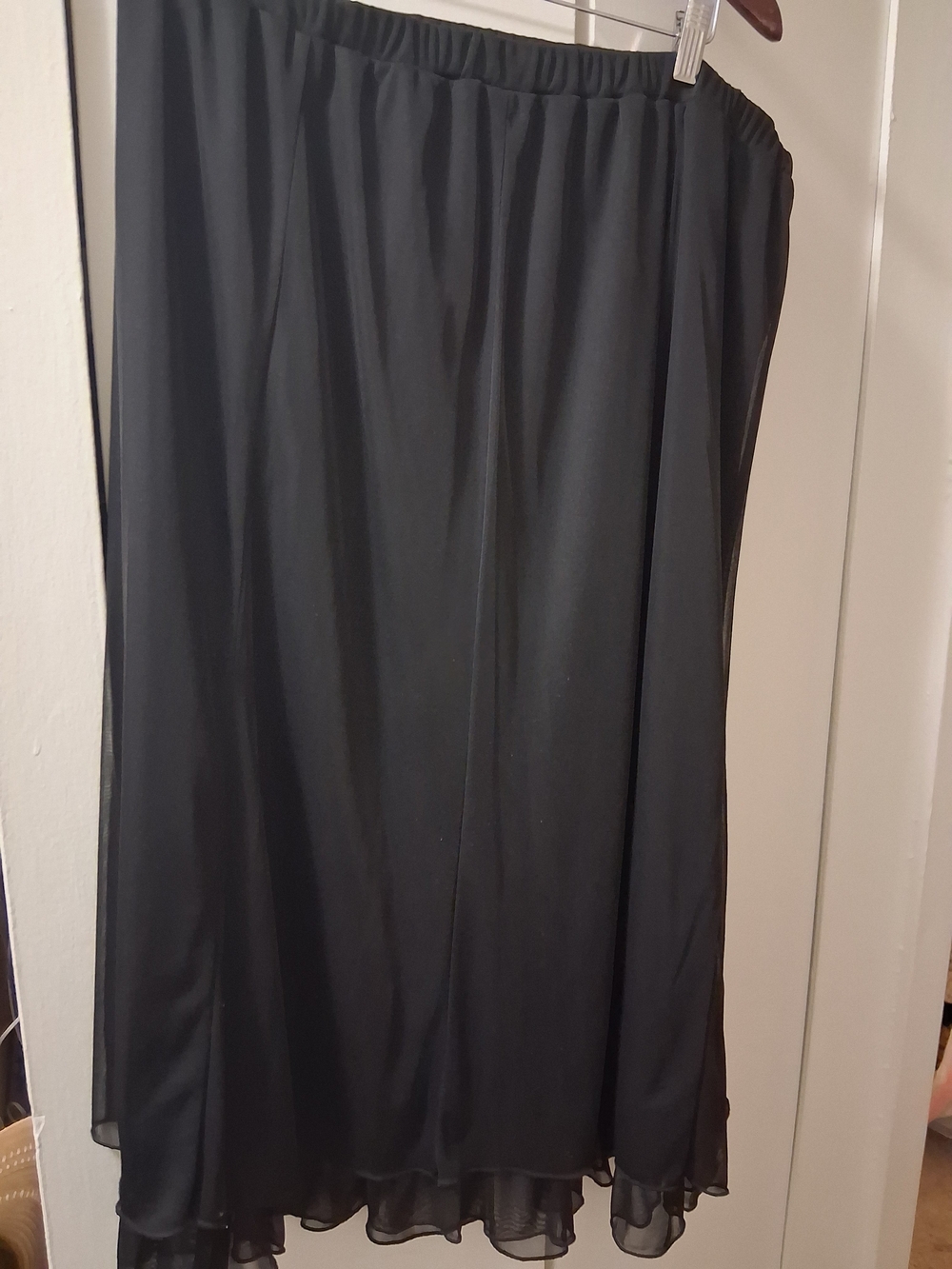 Black Midi Skirt with Elastic Waist